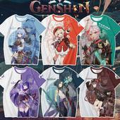 游戏联名短袖 cos衣服 T恤周边可莉刻晴甘雨胡桃魈万叶男女二次元