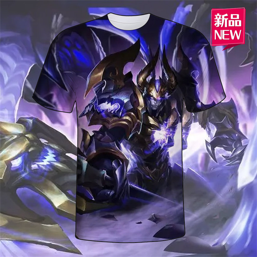 王者荣耀短袖t恤男衣服吕布天魔缭乱李信蒙恬赵云诸葛亮马可波罗 - 实物图