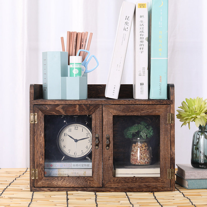 实木收纳盒茶具置物架防尘文具盒