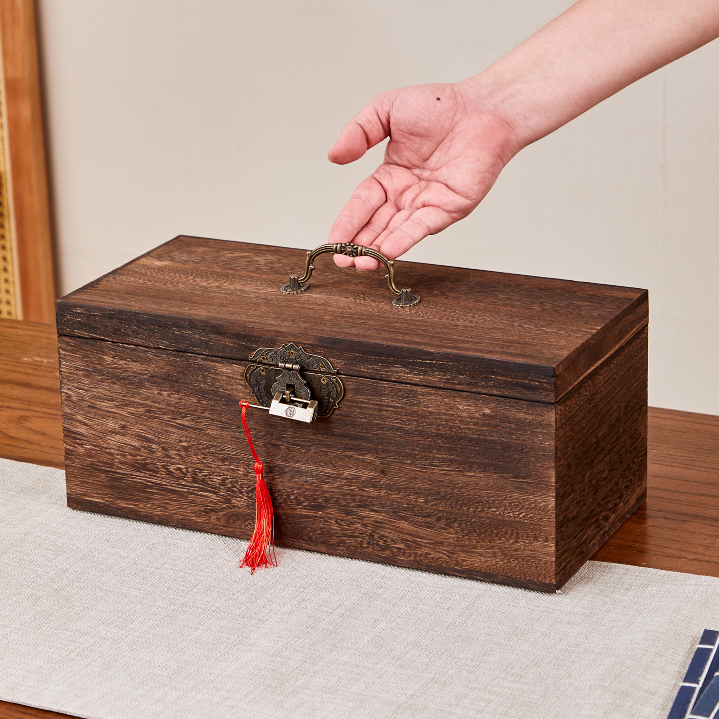 实木茶具盒手提防尘茶具分格便携