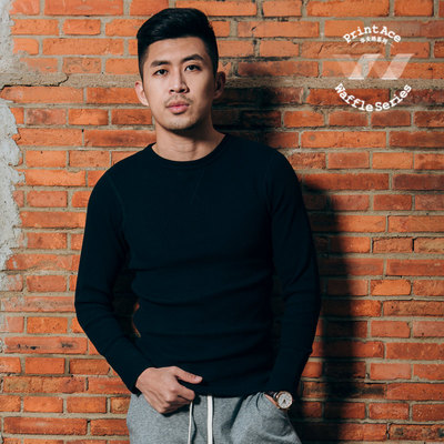 PrintAce Vintage咔叽复古超级重磅全棉华夫格圆领长袖T恤6118