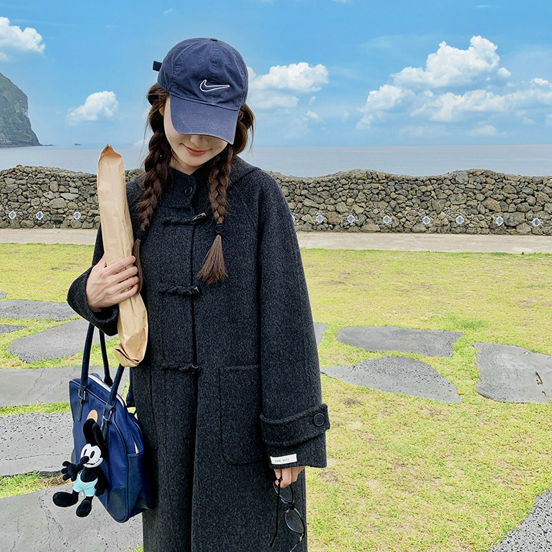 2025冬季新款连帽双面羊绒大衣韩系女主风外套A7105P285K398,女装毛呢外套,2C268
