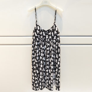 家居服 韩版 品牌睡衣夏季 女士莫代尔棉卡通可爱吊带胸垫睡裙时尚