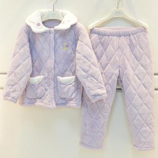 妈咪印象儿童睡衣2025冬季 女童亲肤绒三层加厚夹棉甜美棉袄家居服