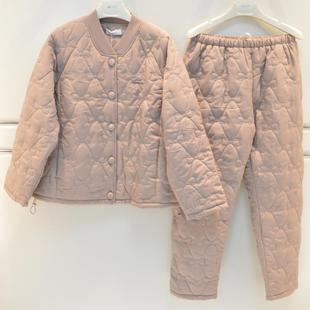 伊姿娇娜睡衣冬季女士沅溪沙夹棉三层加厚夹棉保暖棒球服家居服