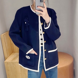 CHESTER CHARLES 2023秋季女金扣面料小熊扣针小香风外套香港代购