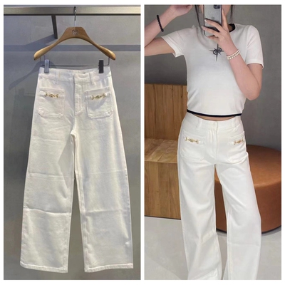 CHESTER CHARLES 23秋季女款显瘦低调金色装饰口袋牛仔裤香港代购