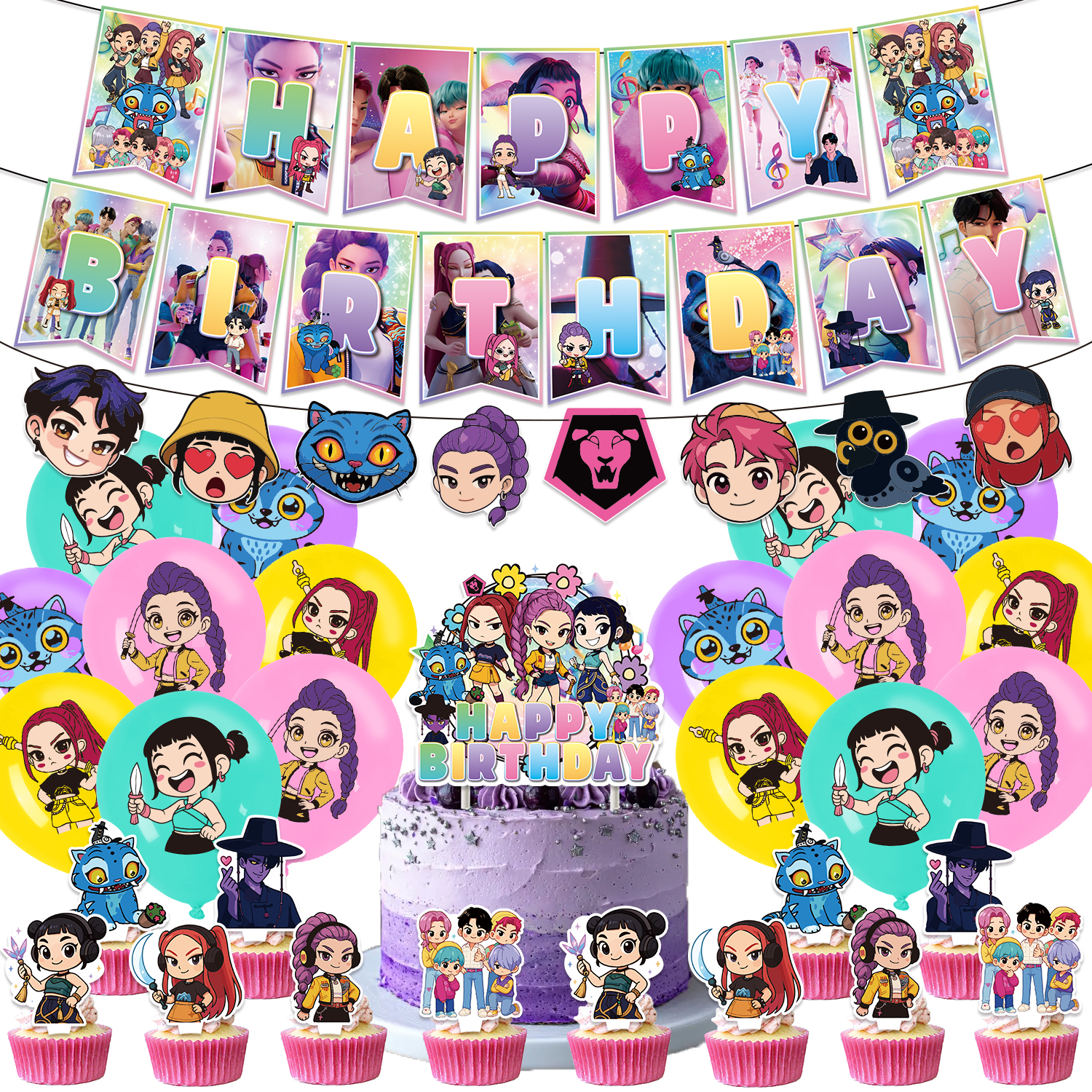 Q版猎魔女团派对拉旗气球