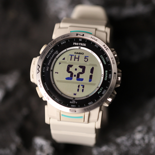 卡西欧手表男士 PROTREK太阳能电波登山运动防水三重感应PRW