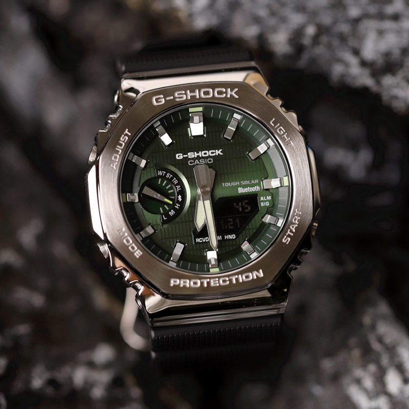 卡西欧G-SHOCK农家橡树金属壳蓝牙太阳能手表男GBM-2100A-1A2/B-7