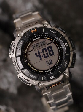 新款卡西欧Protrek系列钛金属登山表三重感应太阳能PRG-340T-7