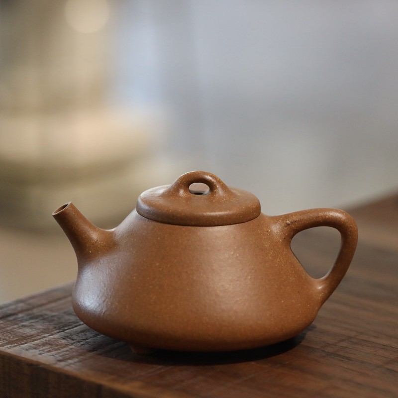 宜兴紫砂 黄龙山原矿老段泥 无添加酸洗 经典传统全手工子冶石瓢