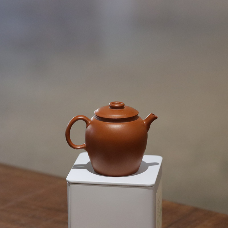 宜兴紫砂 指砂记 巨轮泡茶利器原矿赵庄生砂朱泥 具轮珠 明式古瓮