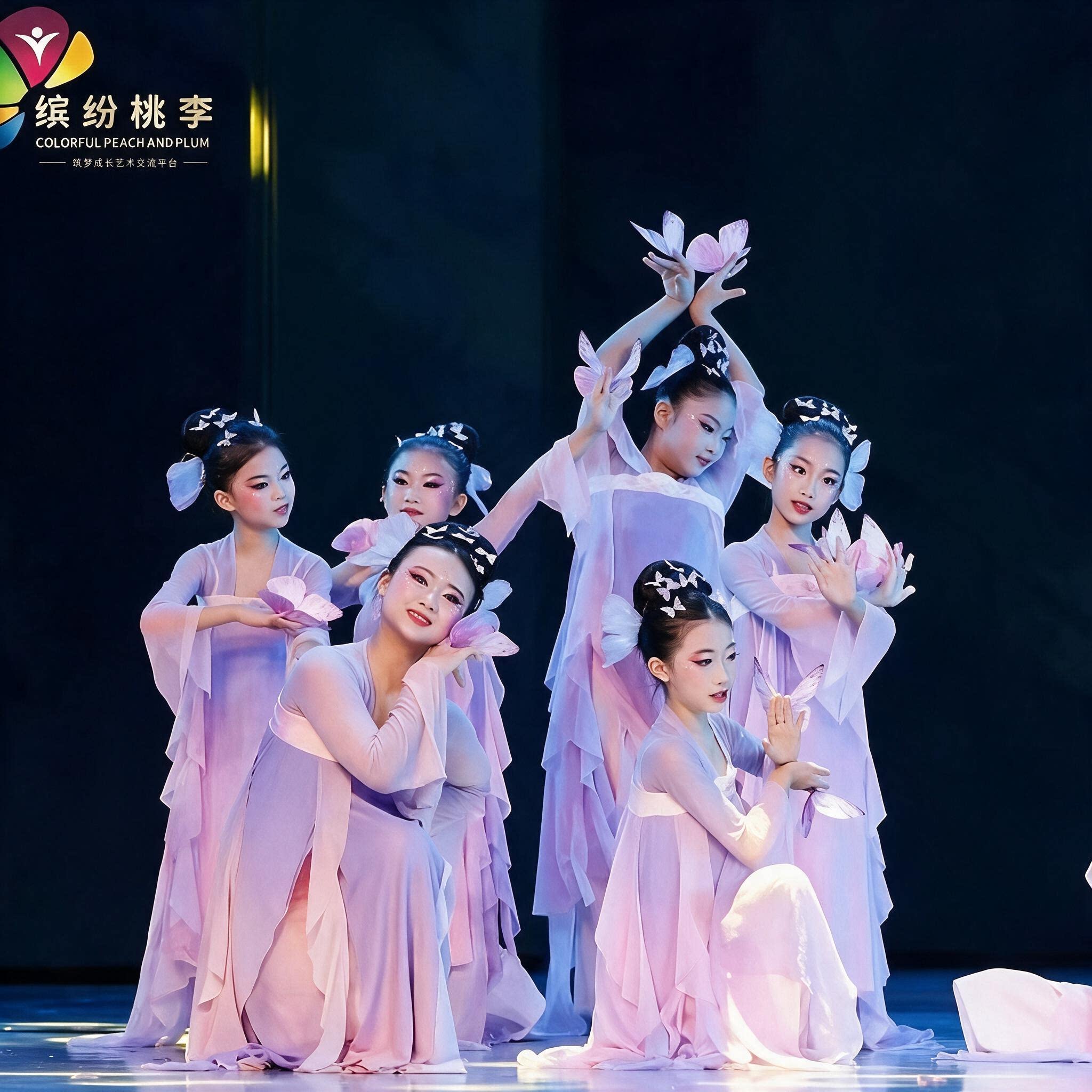 儿童古典舞演出服蝶舞花间舞蹈服少儿群舞蝴蝶舞蹈道具汉服表演服