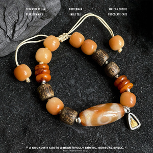 8.31小宝S925银天珠蜜蜡菩提沉香抽拉手串手链约29cm22.8g