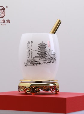 黄鹤楼琉璃笔筒湖北文化特色礼品