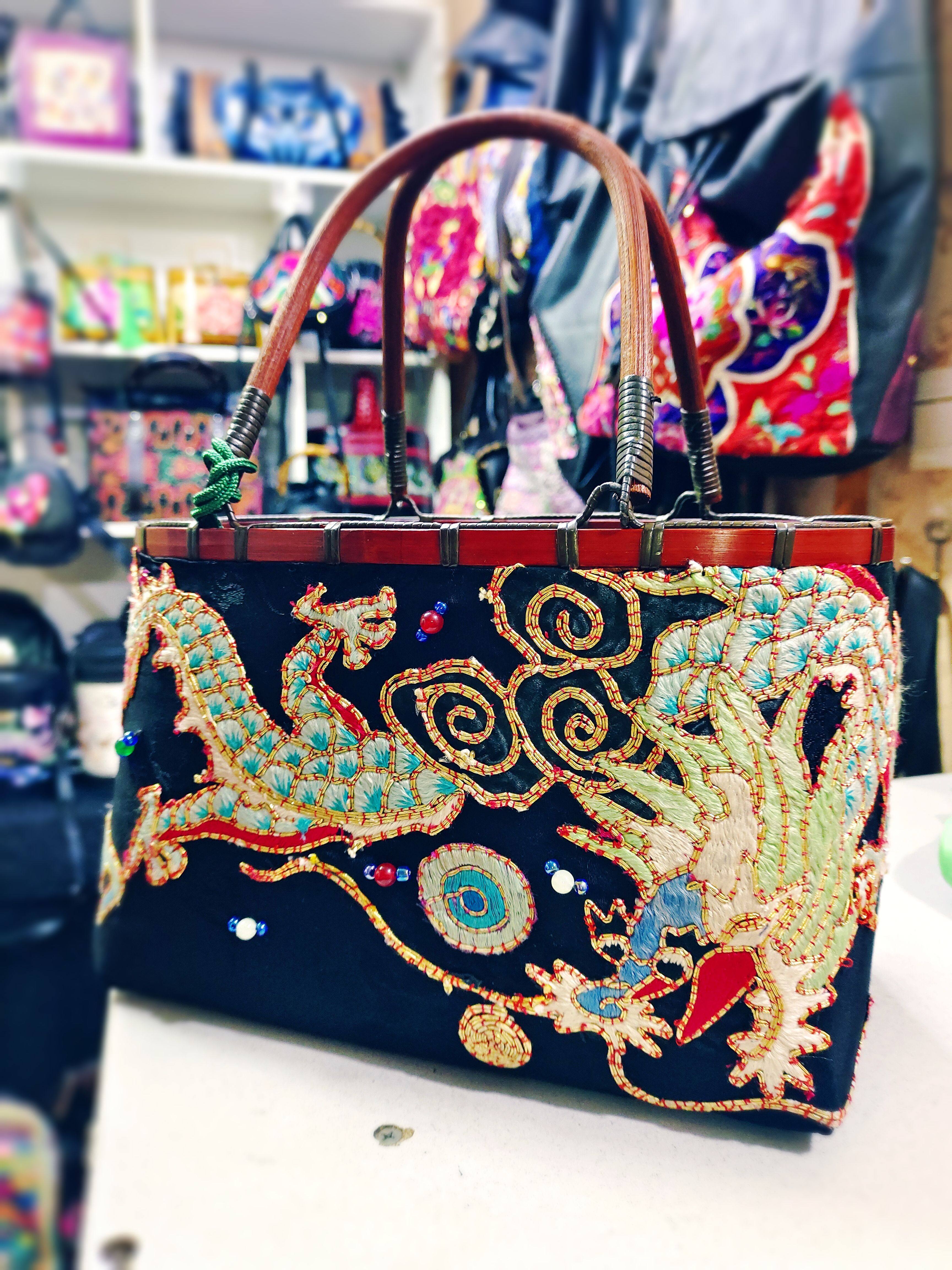 民族风老绣手工竹篮包双面刺绣手提手拎复古国风包