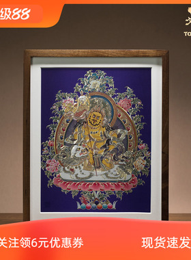 铜师傅 手工錾刻 铜雕画《财宝天王(桌面)》客厅桌面装饰画