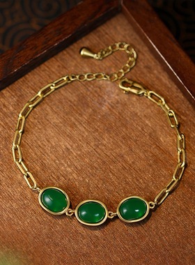 新中式古法镀金平安喜乐镂空手链