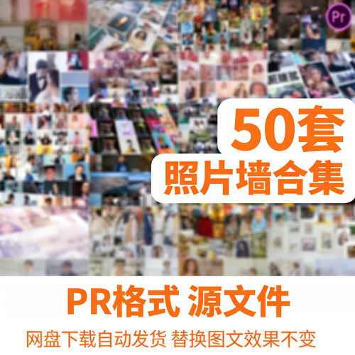 分屏照片模板照片墙电子相册汇聚片头尾pr视频插件素材库预设模版