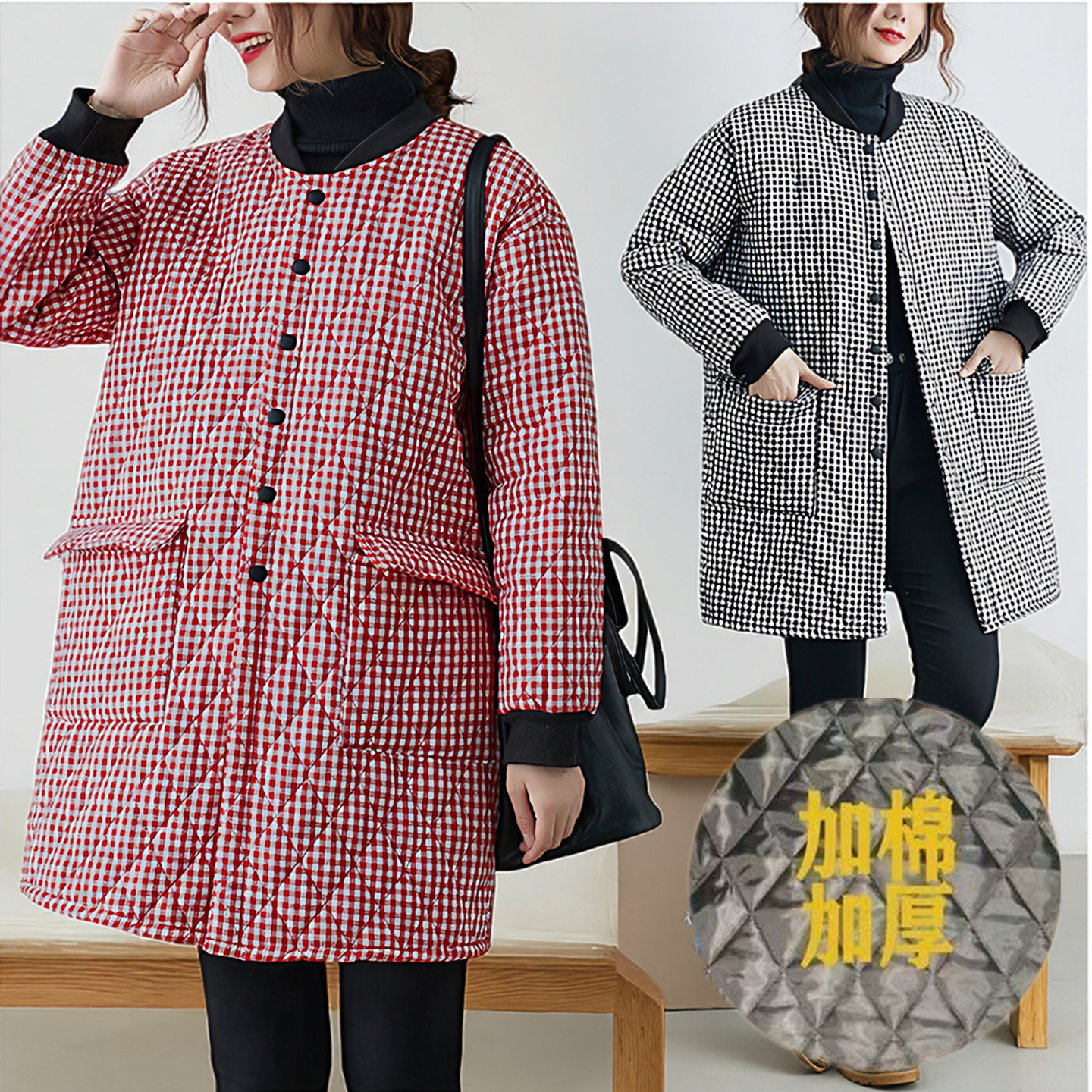 女士干活围裙罩衣新款冬季加绒加厚冬装工作服劳保服外穿特厚2025