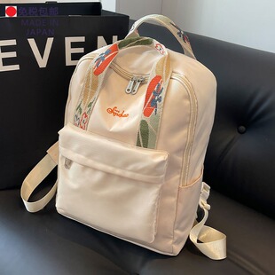 日本代购夏天双肩包背包女大容量包休闲尼龙布书包轻便旅行电脑包