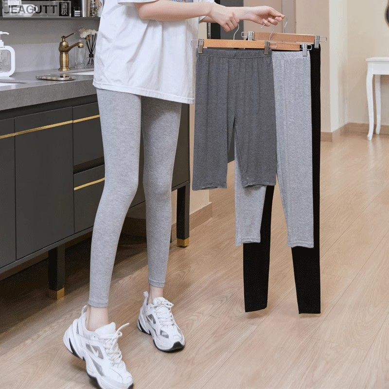 莫代尔秋裤女薄款加大九分打底裤