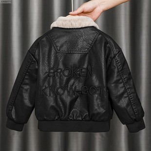 男童皮衣冬装2025新款儿童加绒外套2加厚3秋冬5皮夹克6洋派7童装8