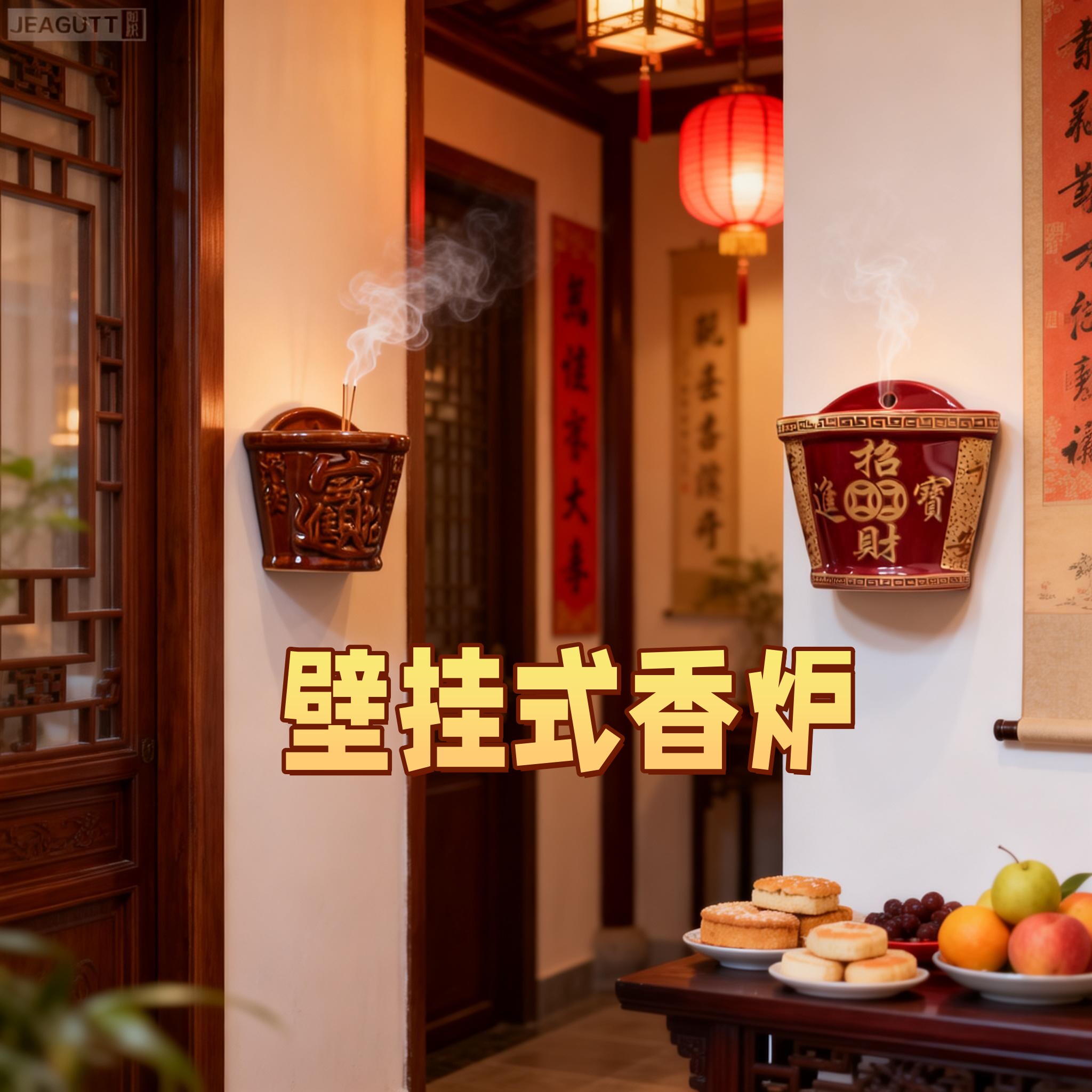 陶瓷挂壁扁香炉供奉拜神