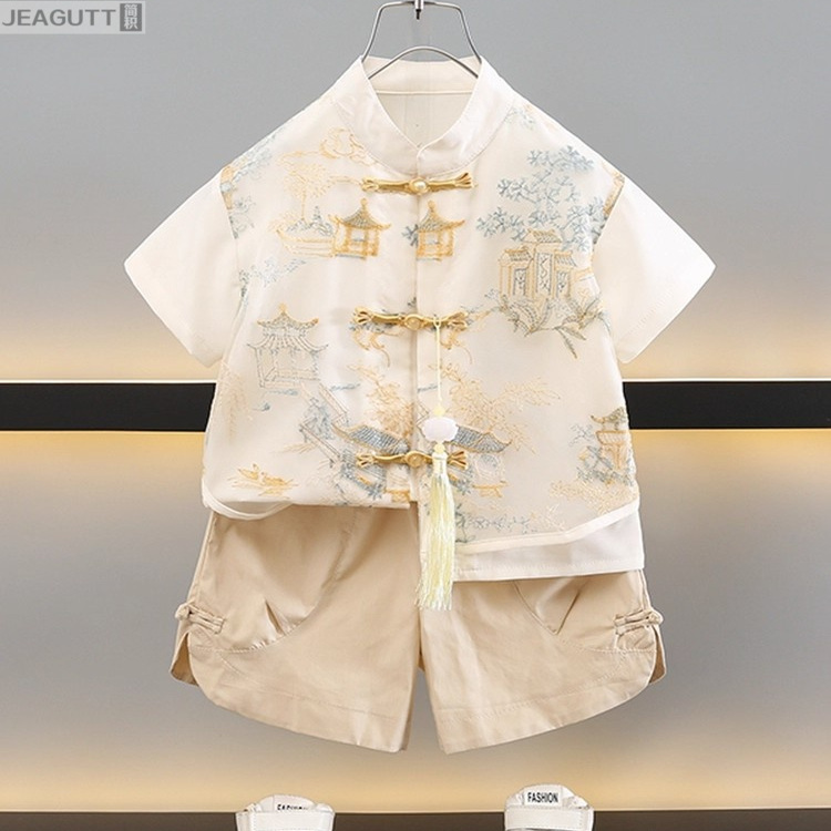 汉服男童套装儿童新中式夏季民族服宝宝周岁礼服小童国风薄款夏装