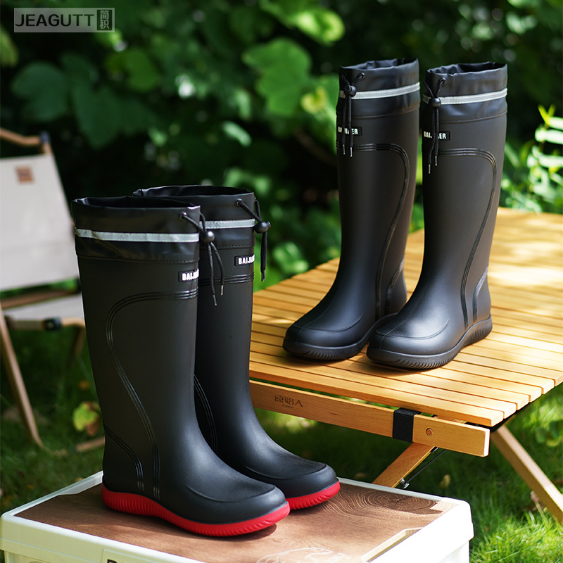 雨鞋男款时尚高筒防滑束口雨靴