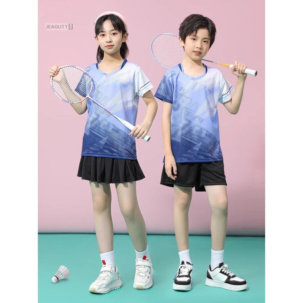 儿童羽毛球服套装夏季速干乒乓球衣男童运动服女孩排球训练服定制