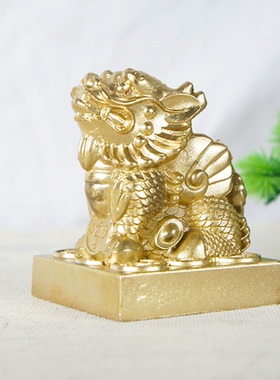 纯黄铜仿古貔貅一对招财摆件