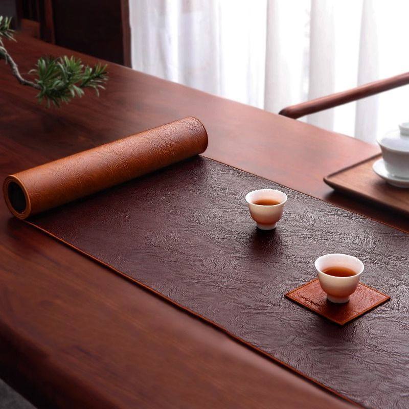 【赭石】皮革茶席防水桌旗新中式禅意茶旗轻奢茶台茶桌垫布茶桌布,居家布艺,桌旗,淘宝优惠券,粉丝福利购,淘宝优惠卷