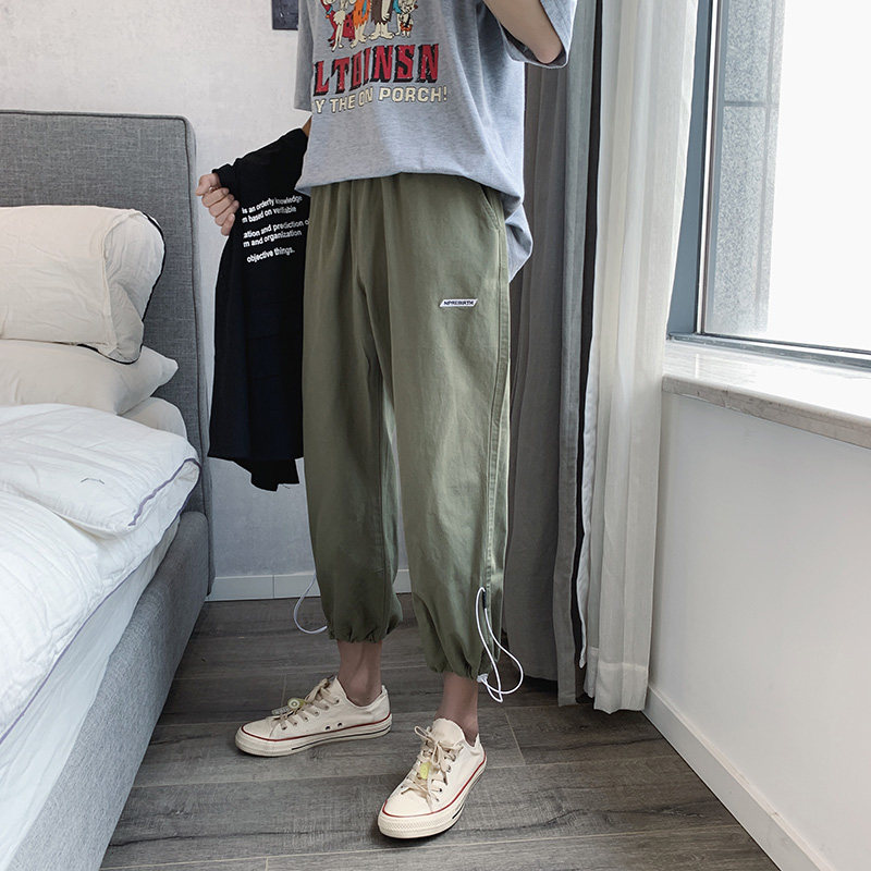 。小码男装矮小个子XS码S号青年风宽松LES帅T八分时尚休闲裤