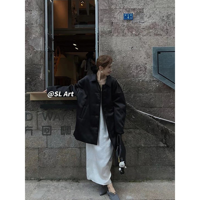 醋酸棉服外套女中长款夹棉外套