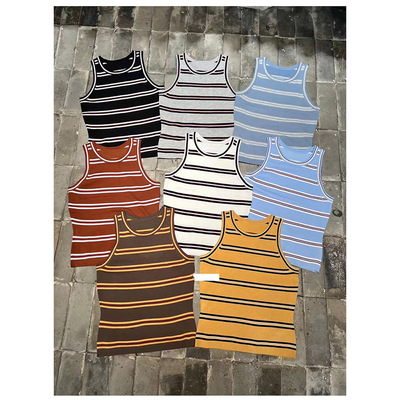 miu系彩色针织条纹背心亮色打底