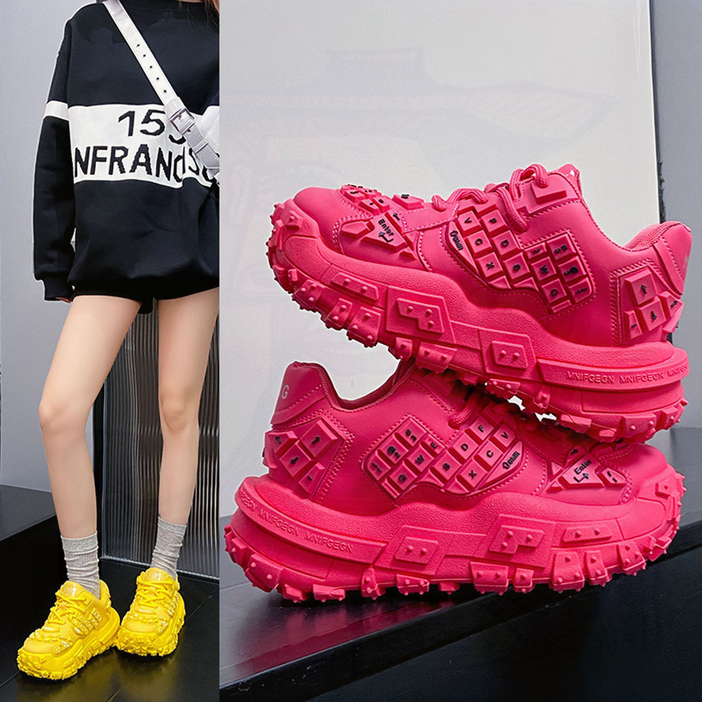 女鞋2026新款春夏今年流行爆款软底字母运动鞋厚底增高韩版老爹鞋