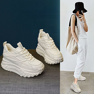 老爹鞋女增高厚底8厘米2025新款爆款小白鞋女款春秋运动鞋一脚蹬
