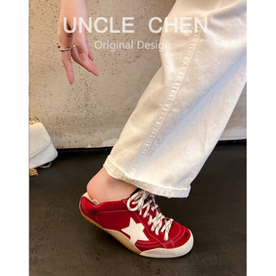 鸳鸯系带鞋 红色星星德训鞋 复古做旧休闲脏脏鞋 2025秋新款 女真皮版