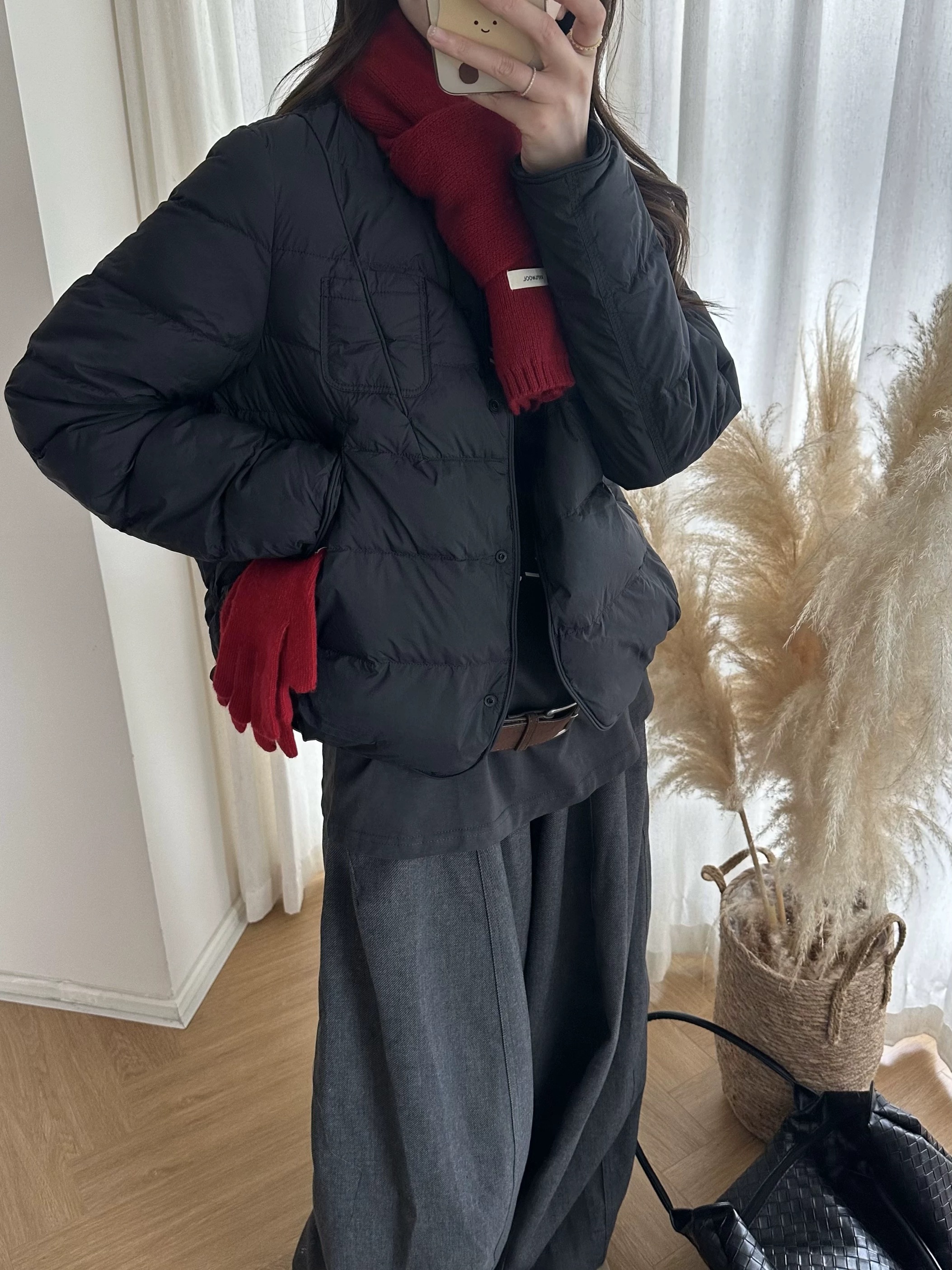 2025秋冬新款韩版宽松休闲百搭立领系扣轻薄白鸭绒羽绒服外套女