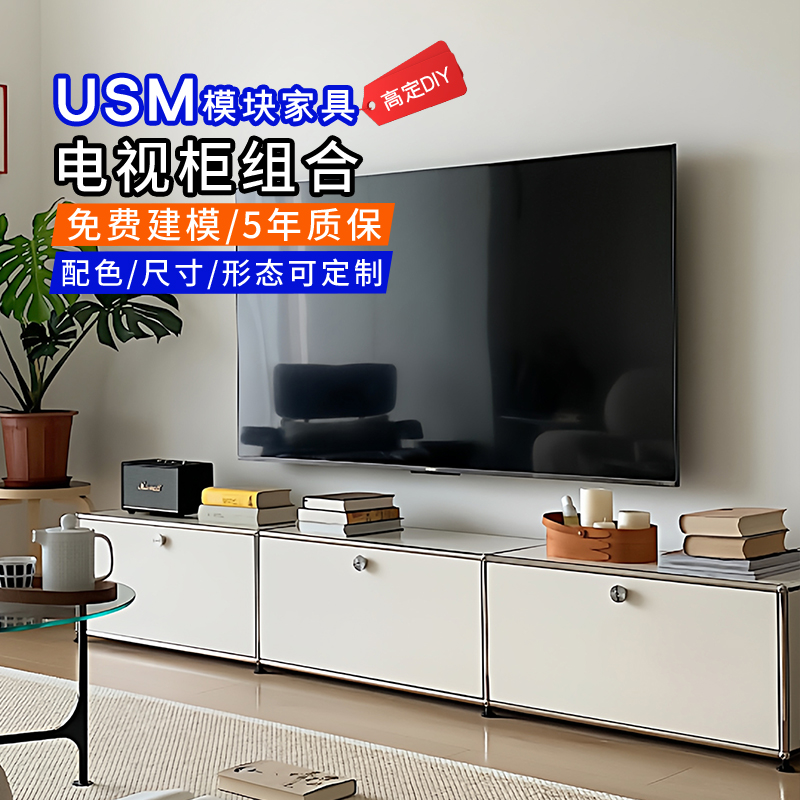 【梵柏莎】不锈钢家用电视柜高端定制USM模块组合现代简约高定版