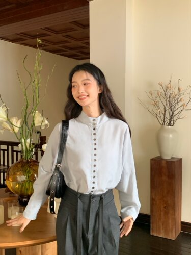 上衣立领长袖百搭森系风宽松