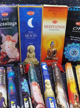 HEM熏香印度进口香薰月亮瑜伽冥想线香净化空气舒缓精神居家办公