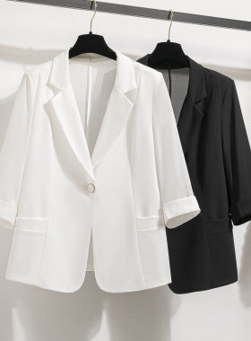 白色小西装外套女七分袖薄款春夏季设计感小众2025年新款西服上衣