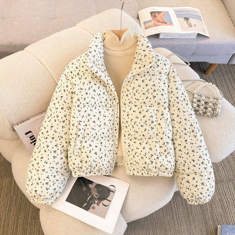 今年流行爆款女装高端灯芯绒碎花棉服冬季加厚羽绒棉衣保暖外套袄