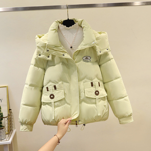 羽绒棉服女短款2024新款冬季棉衣连帽洋气小个子宽松加厚棉袄外套