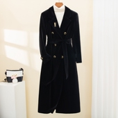 长款 2025秋装 西装 欧货时髦高级感金丝绒系带风衣时尚 外套女潮 新款