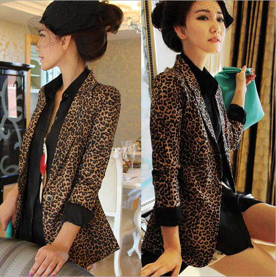 2024 SPRING CLOTHES NEW FASHION SLIM SLIM LEOPARD PRINT SMALL SUIT WOMENS OL MID-LENGTH LONG-SLEEVED BLAZER TIDE