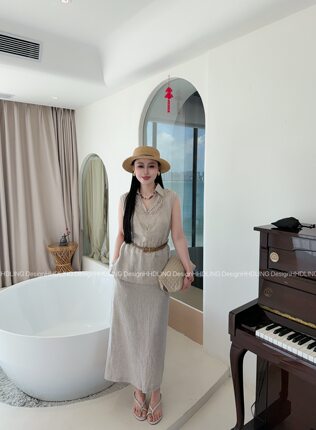 2026夏季新韩版时尚百搭显瘦女潮无袖上衣+半身裙两件套女潮套装